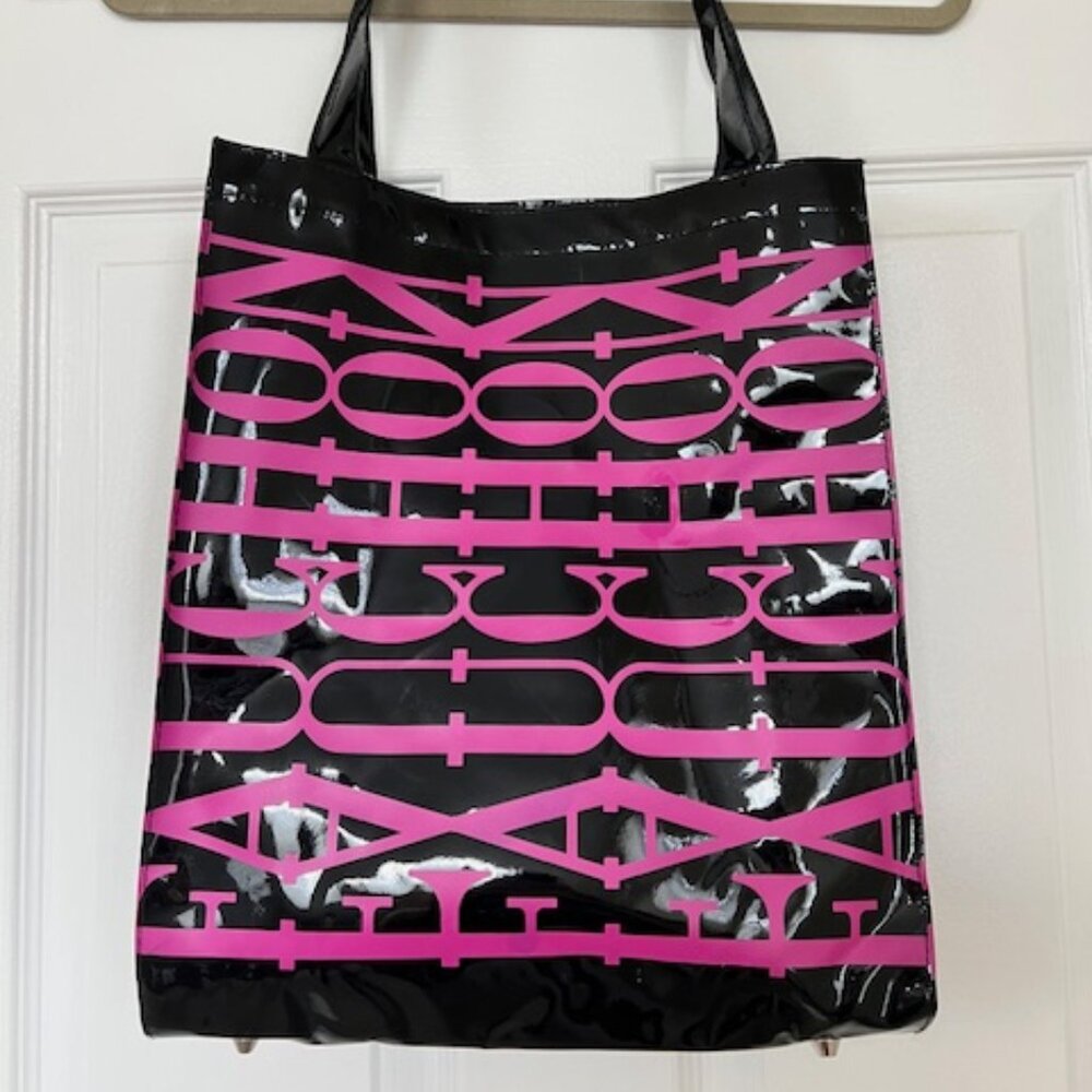 FAUCHON Paris Glossy Black & Pink Tote Bag – Statement Shopper